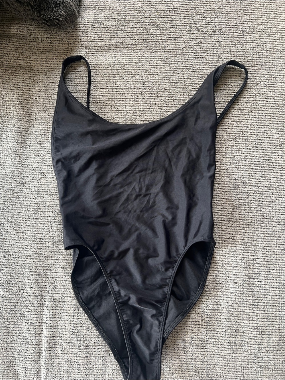 American Apparel Black High-Cut One-Piece Swimsuit